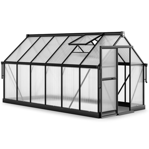 Záhradný skleník z polykarbonátu a hliníka 361x183x190 cm