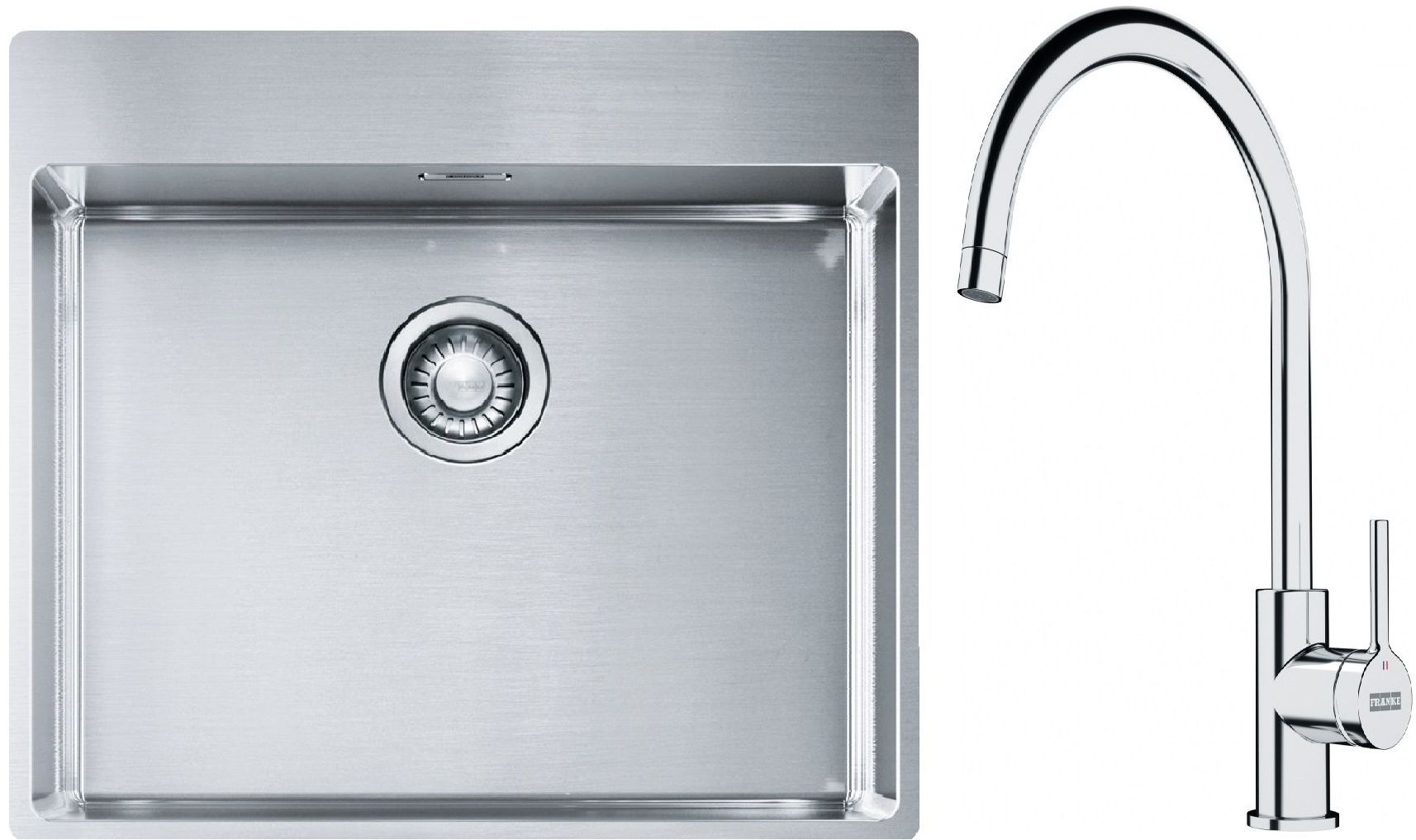 Franke Box BXX 210-54 TL zlewozmywak 57x51 cm stalowy z baterią kuchenną Lina chrom (1270369295, 1150693228)