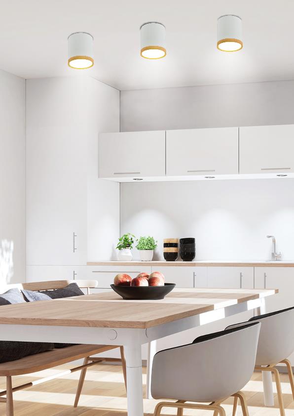 Candellux Tuba lampa podsufitowa 1x5W biały/drewno 2273624