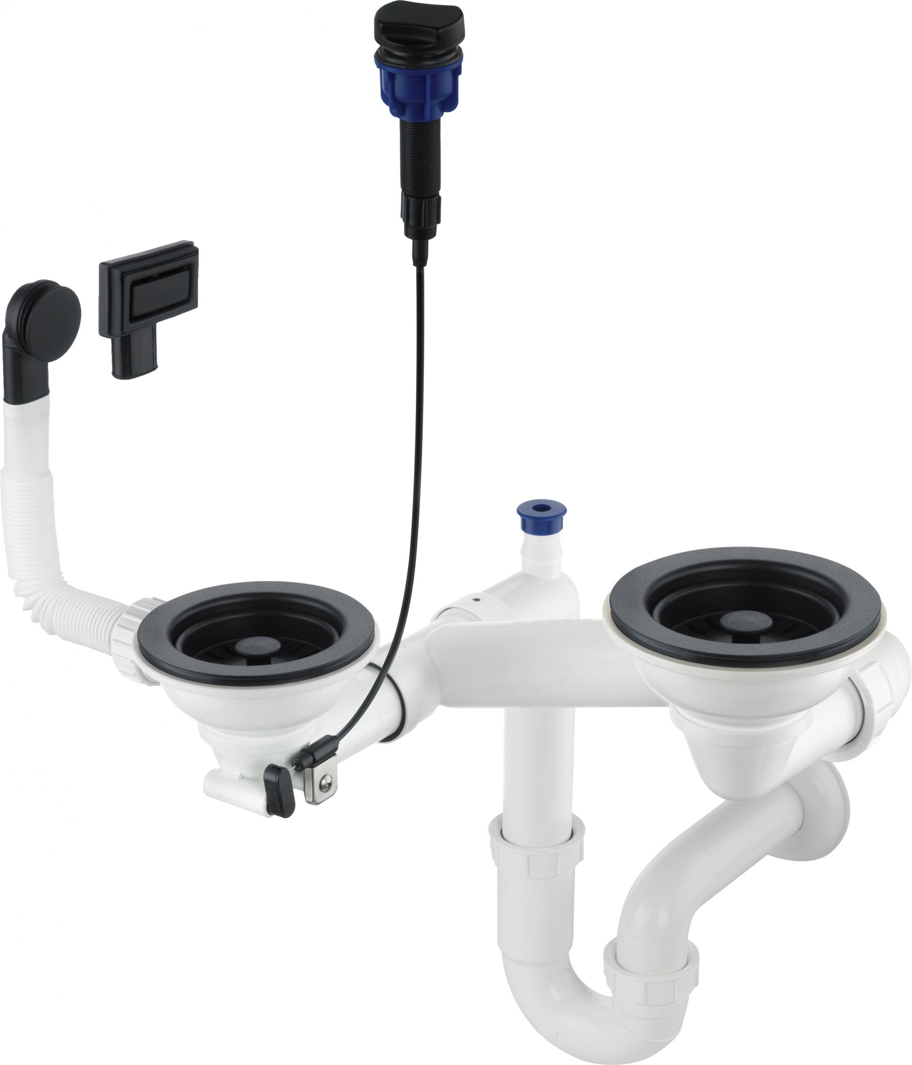 Deante Space Saver syfon do zlewozmywaków granitowych 1,5 i 2-komorowych czarny mat ZXYN973