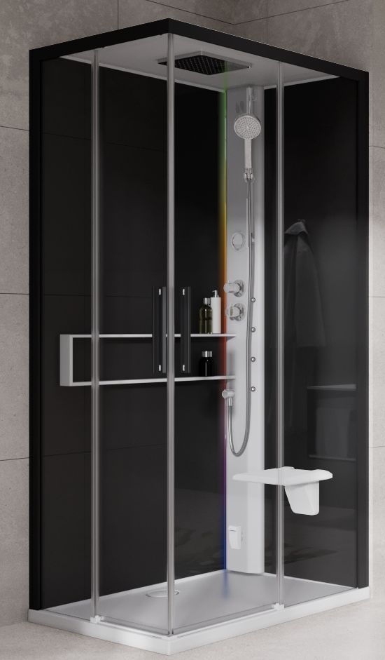 Novellini Glax 2 2.0 A kabina z hydromasażem 100x100 cm parowa z brodzikiem biała G22A109T5-1UH