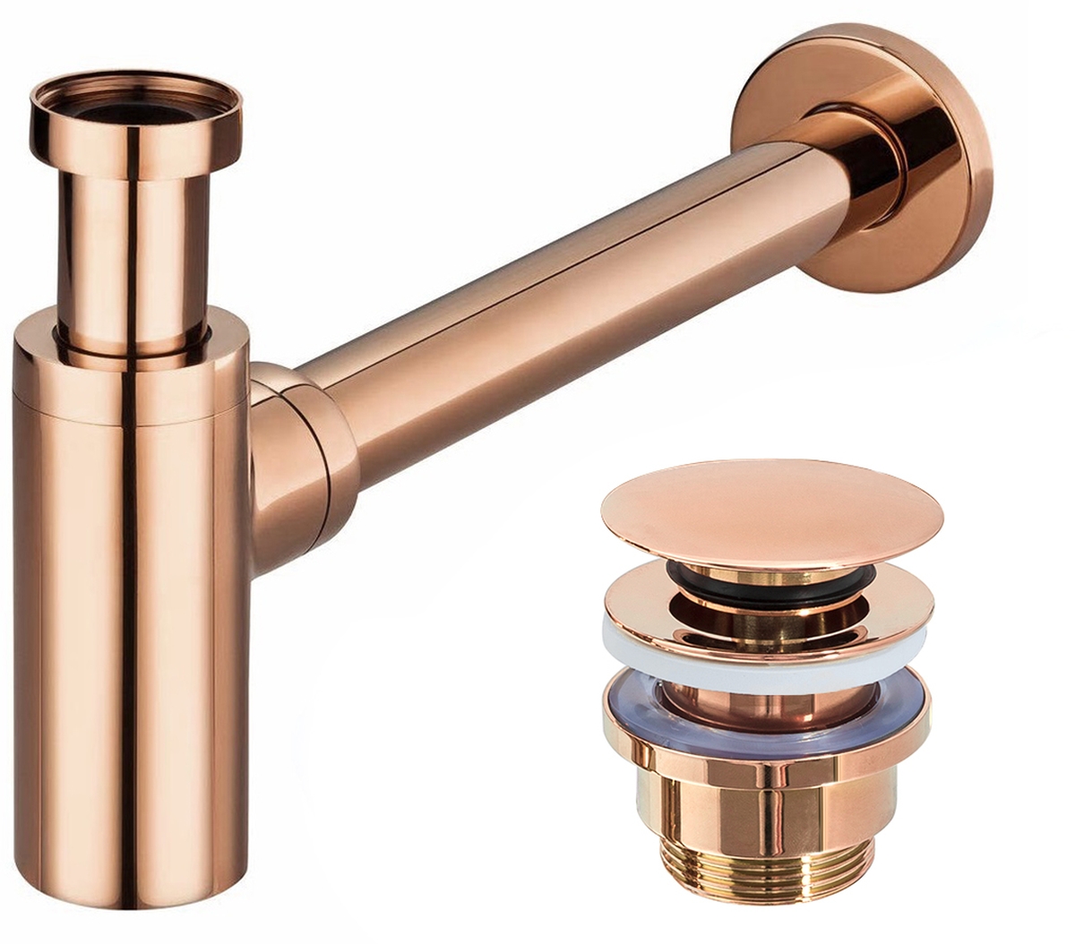 Rea syfon do umywalki z korkiem klik-klak różowe złoto REA-A8541