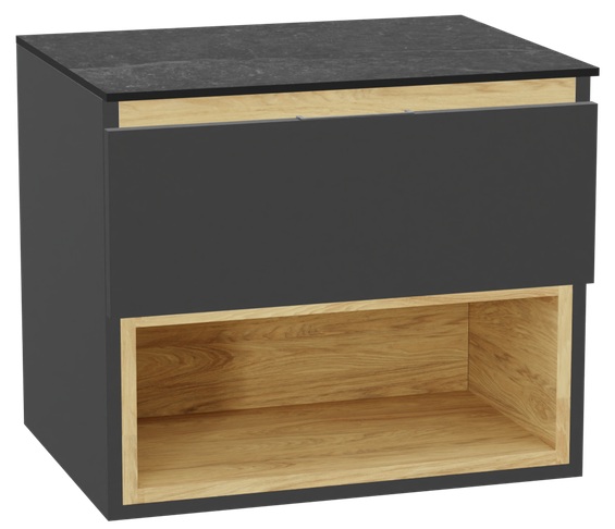 Zestaw Excellent Tuto 2.0 szafka 60 cm podumywalkowa wisząca z blatem szary-dąb-grafit MLEX.2171.K.60.01MA.GRGR