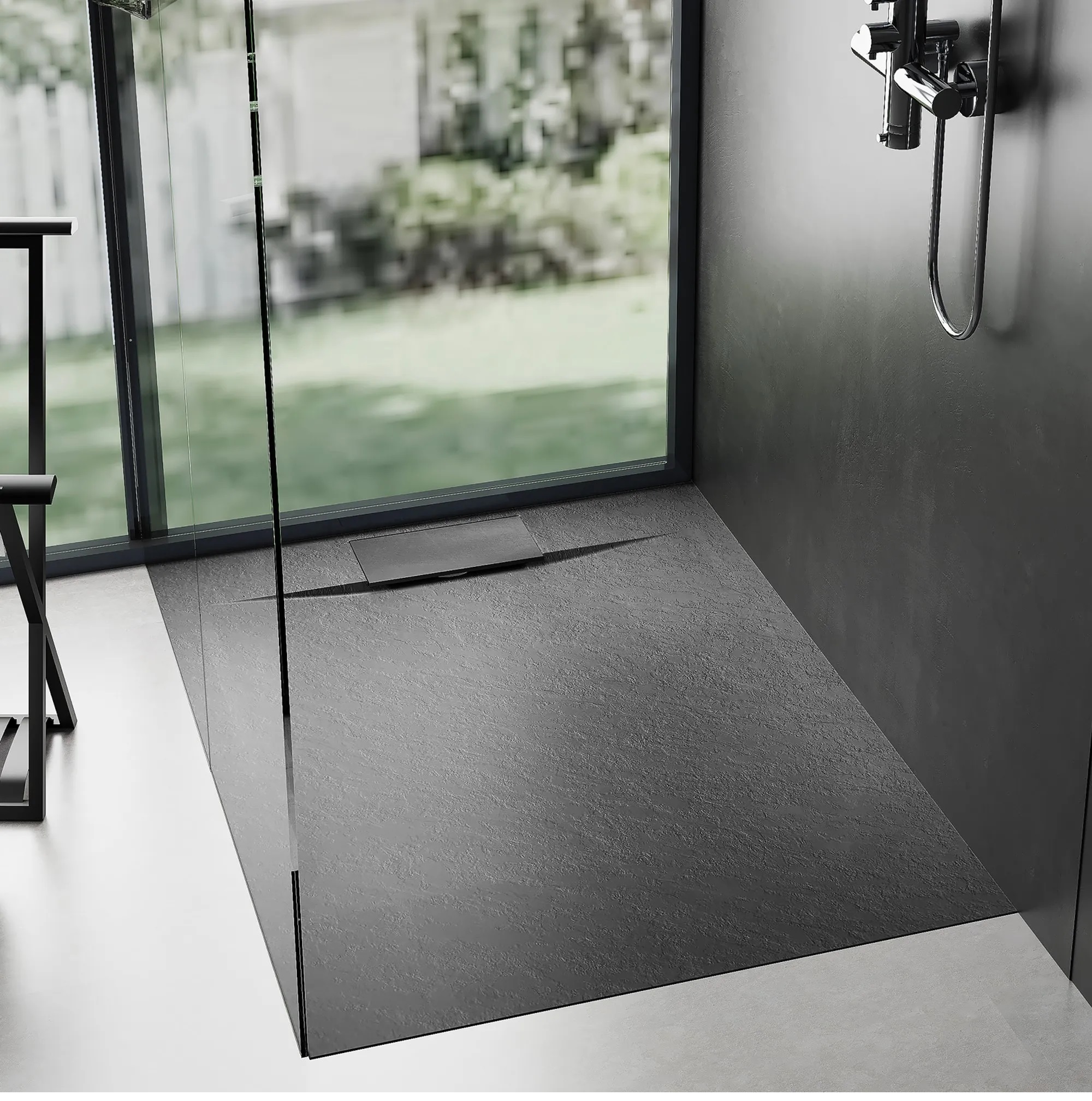 Rea Bazalt brodzik kwadratowy 90x90 cm czarny REA-K3307