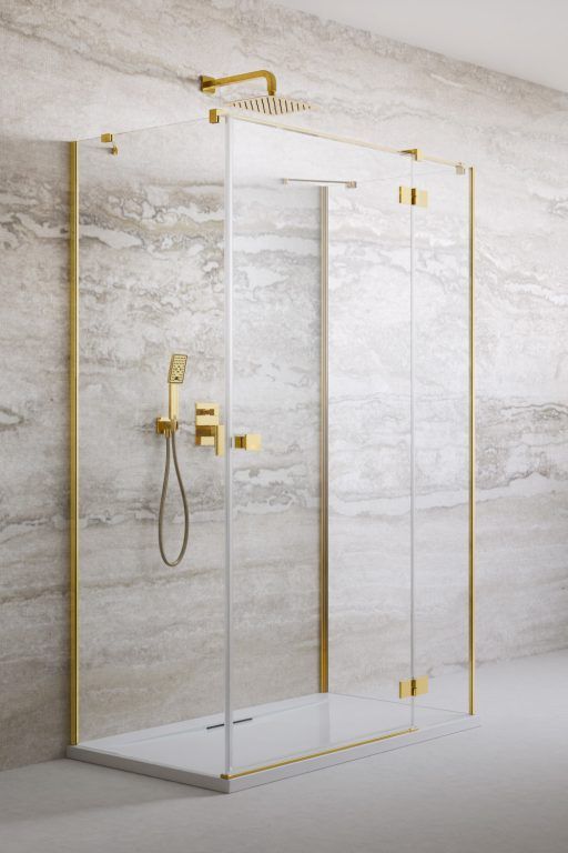 Radaway Essenza Gold KDJ+S drzwi prysznicowe 120 cm rozsuwane złoty połysk/szkło przezroczyste 1385024-09-01L