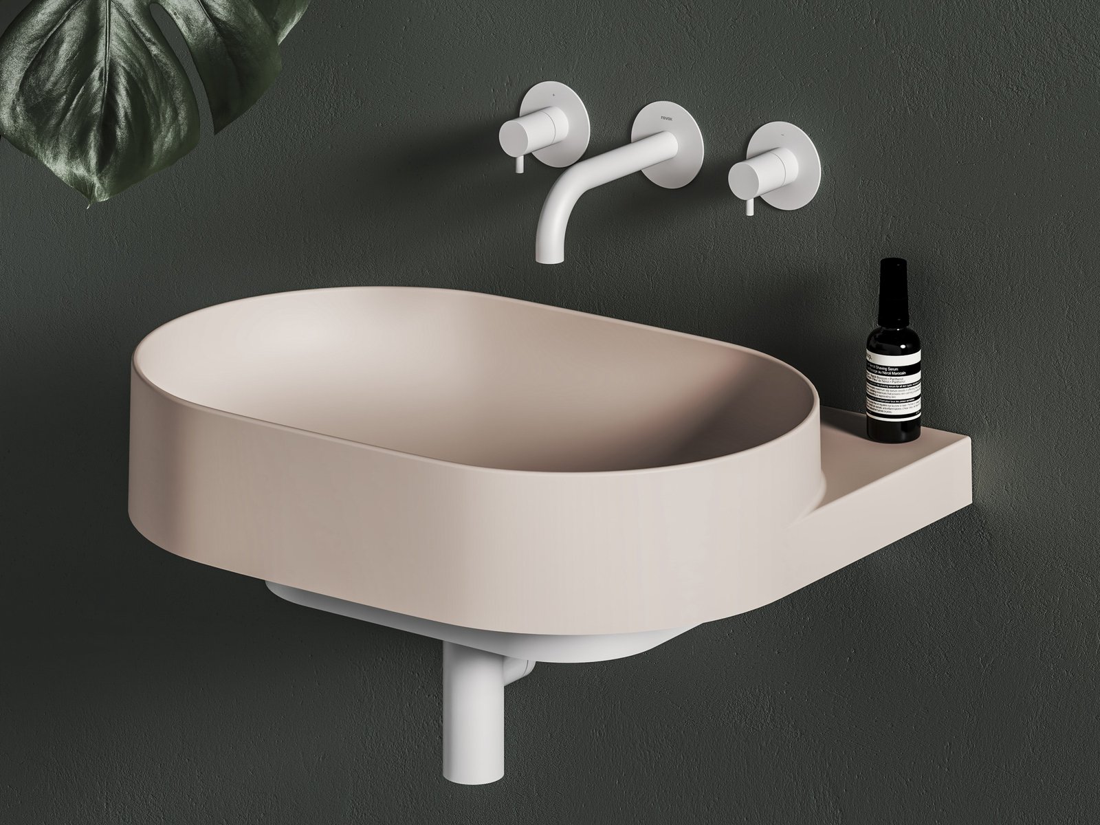 Ravak Yard umywalka 60,5x50 cm półokrągła ścienna alabaster pink XJX0G060000