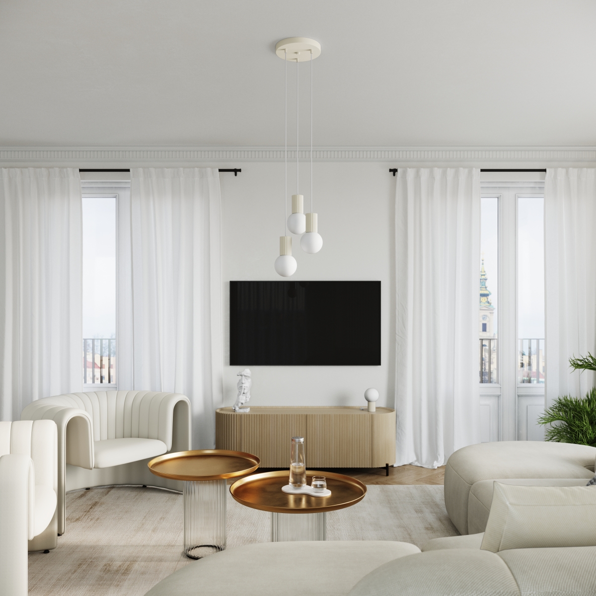 Sollux Lighting Halo lampa wisząca 3x8 W biała-beżowa SL.1720