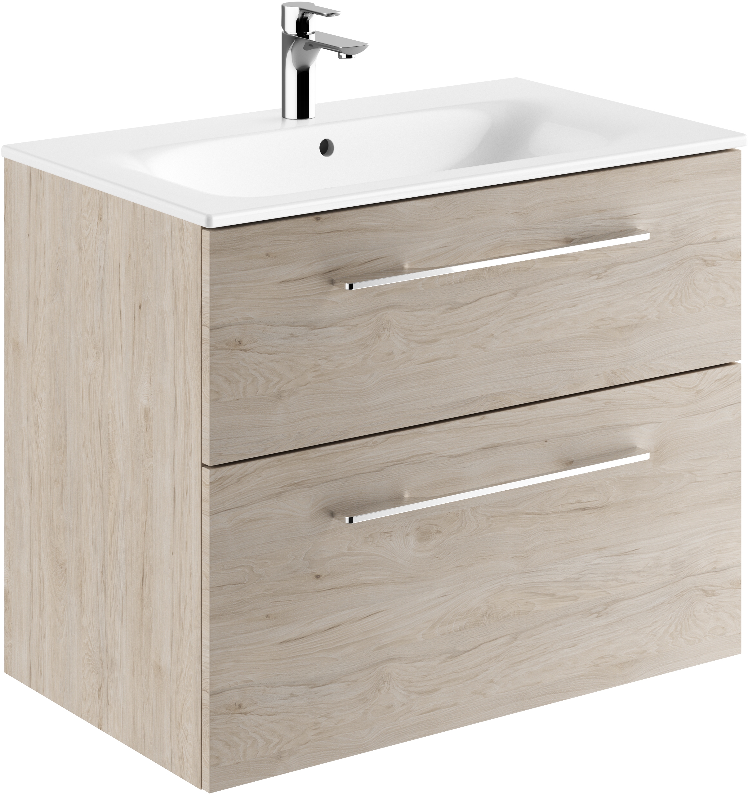 Geberit Selnova Square umywalka z szafką 80 cm zestaw meblowy biały/orzech włoski jasny 501.243.00.1