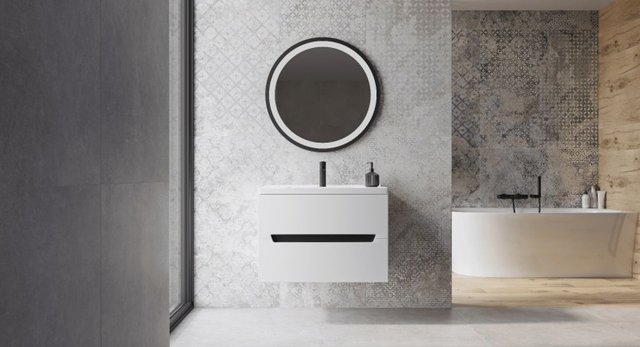 LaVita Dafne lustro 80x80 cm okrągłe z oświetleniem czarny