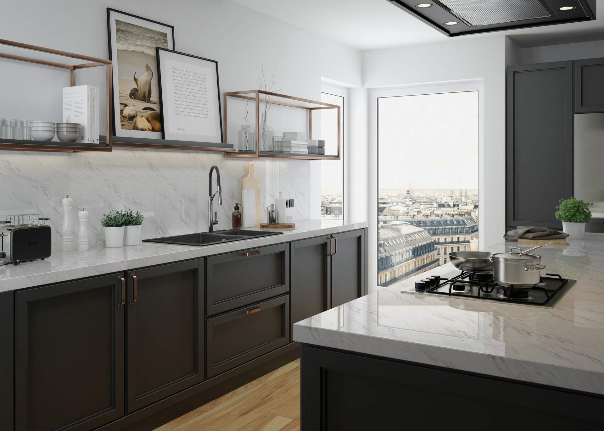 Deante Gerbera bateria kuchenna stojąca chrom-czarna BGBB720 - Wysyłka w 24h