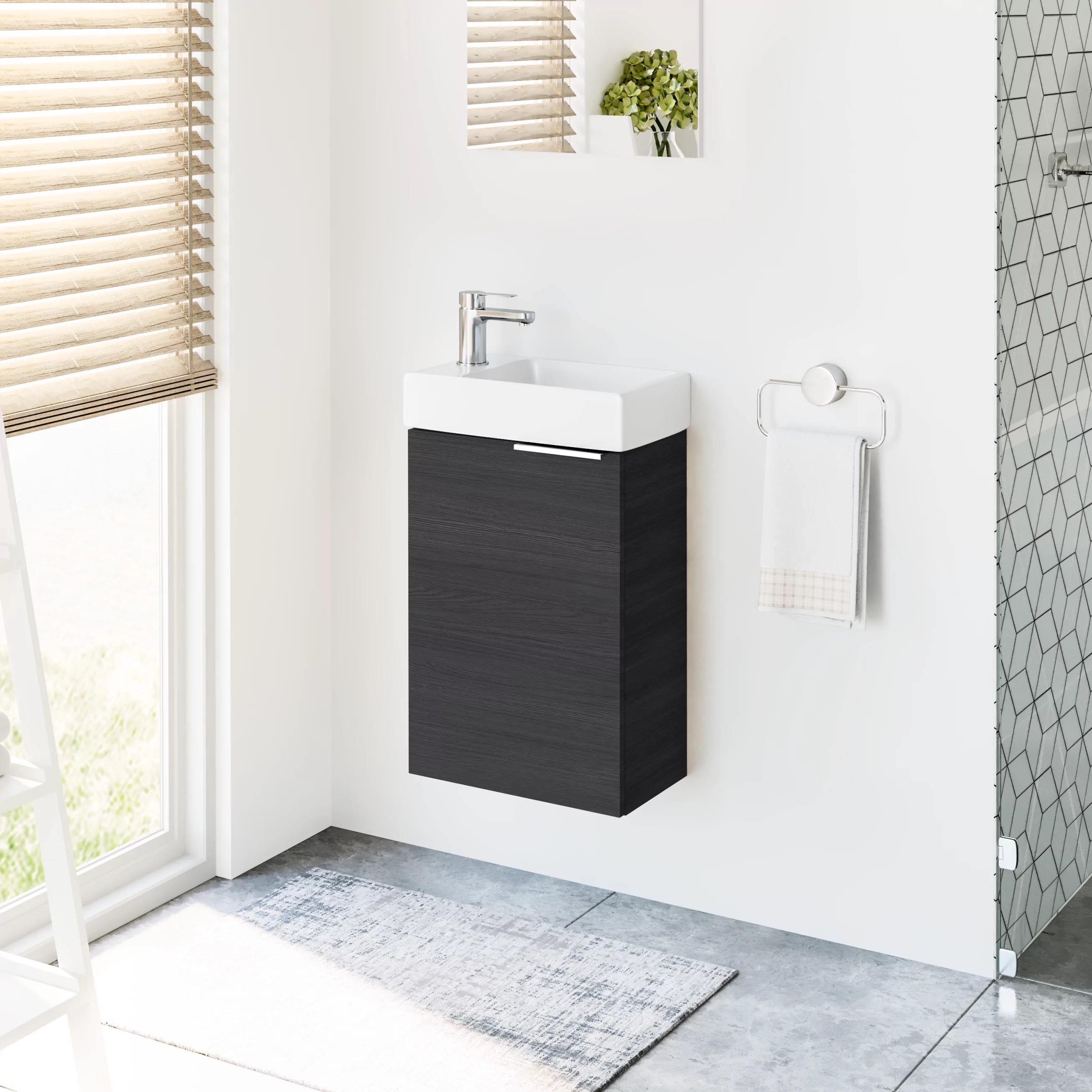 Uptrend Fika umywalka z szafką 40 cm biały połysk/stony grey 003-SU40-03+TR41355