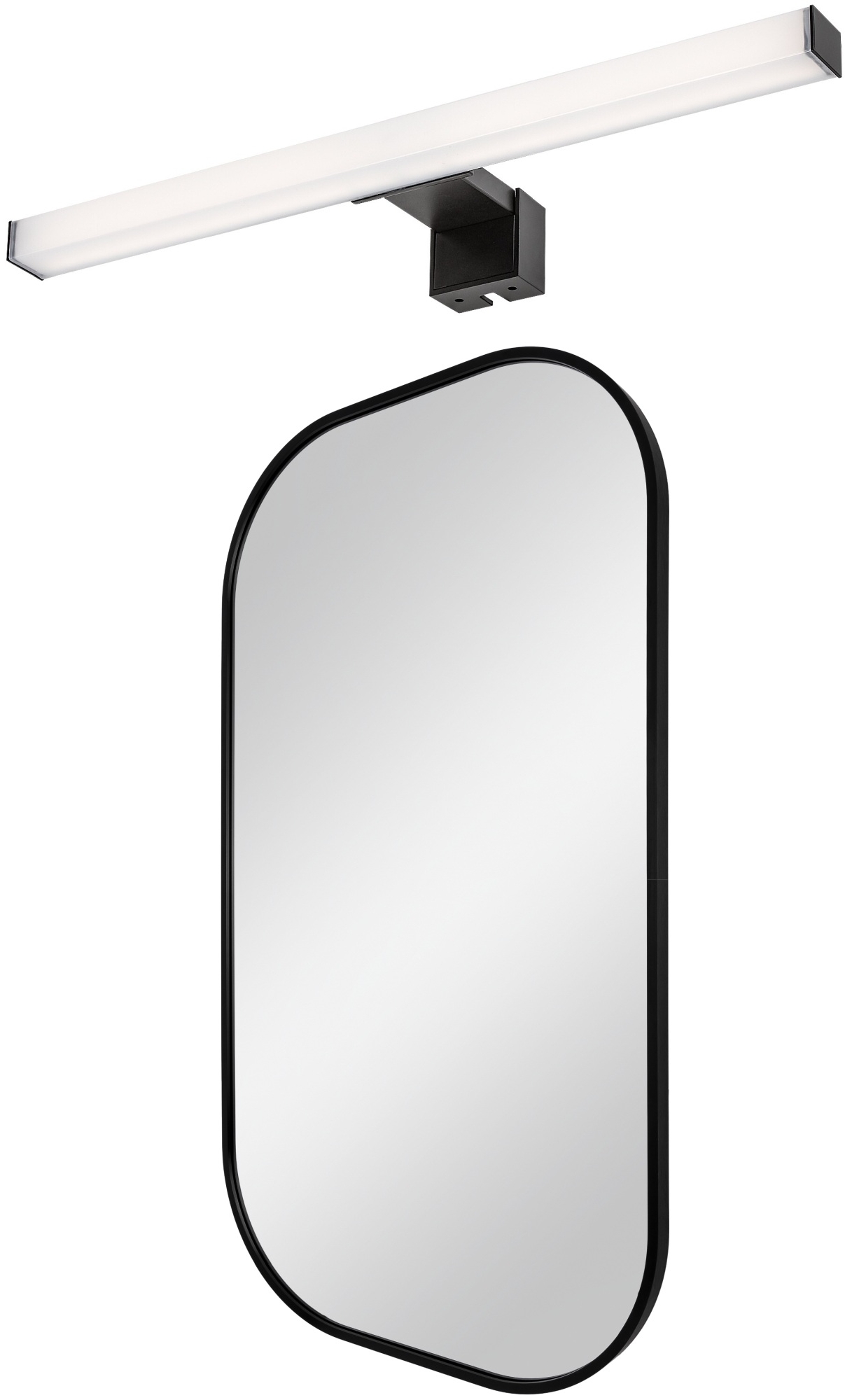 Zestaw Dubiel Vitrum Luis lustro 50x90 cm owalne z kinkietem Rabalux Oliro 1x6 W czarny (5905241012834, 75051)