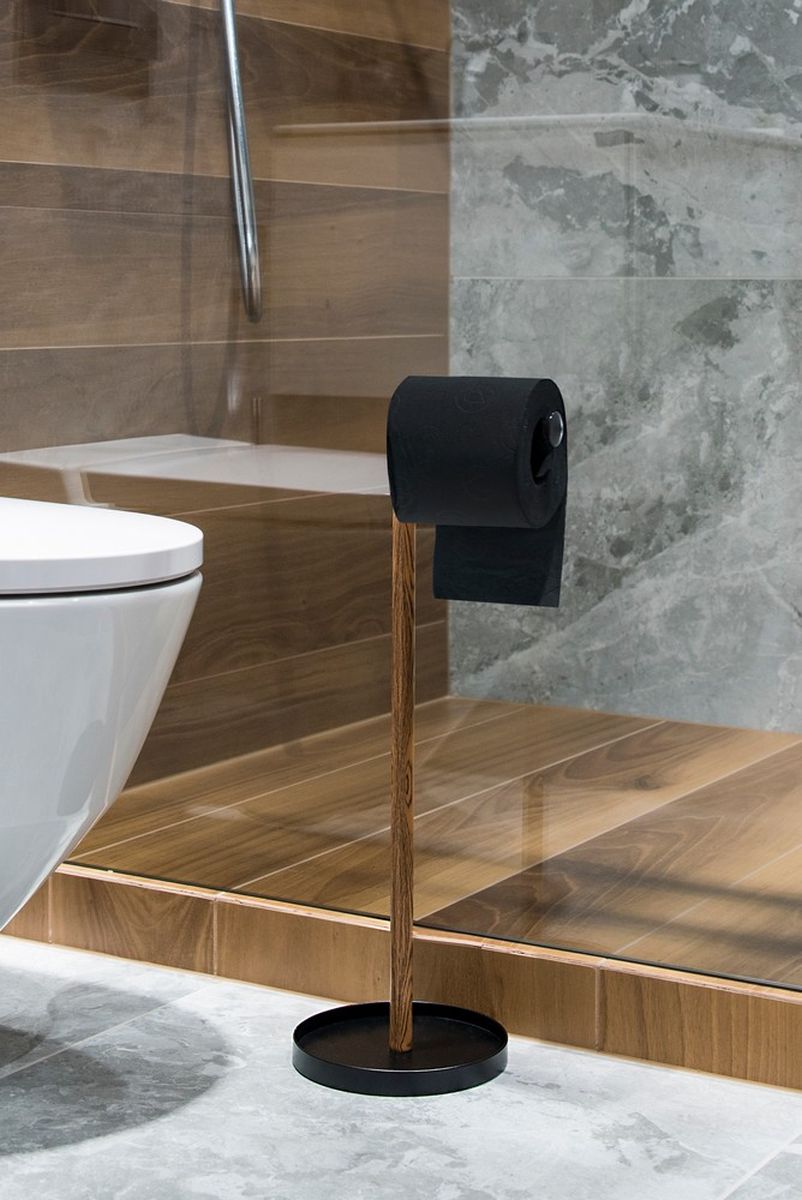AWD Interior stojak na papier toaletowy czarny/drewno AWD02071667 - Wysyłka w 24h