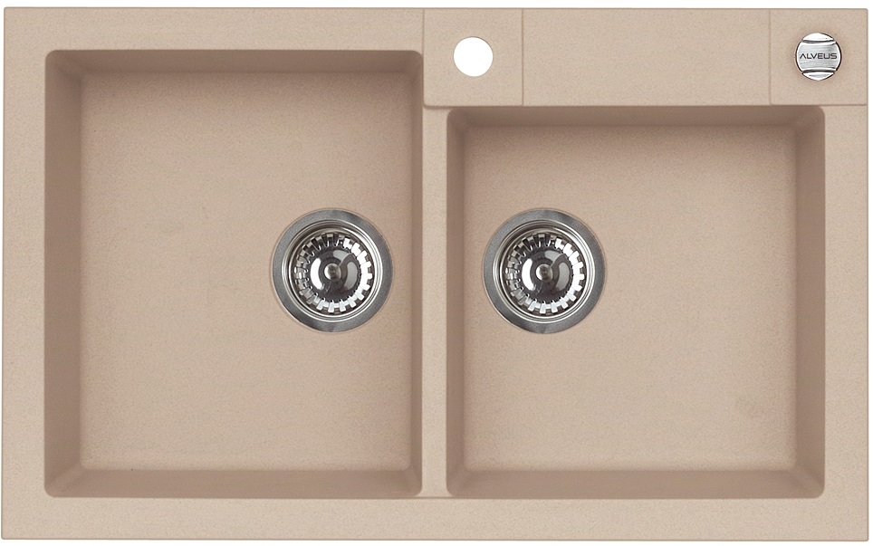 Alveus Rock 90 zlewozmywak 78x48 cm 2-komorowy beżowy 1219055