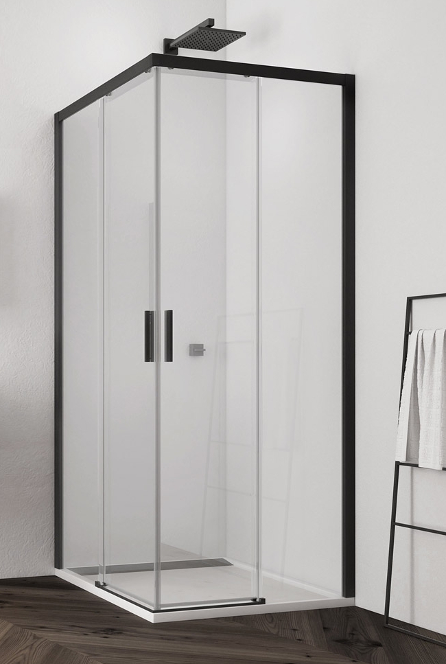 Ronal Top-Line S kabina prysznicowa 100x100 cm kwadratowa czarny mat/szkło przezroczyste TLSAC1000607