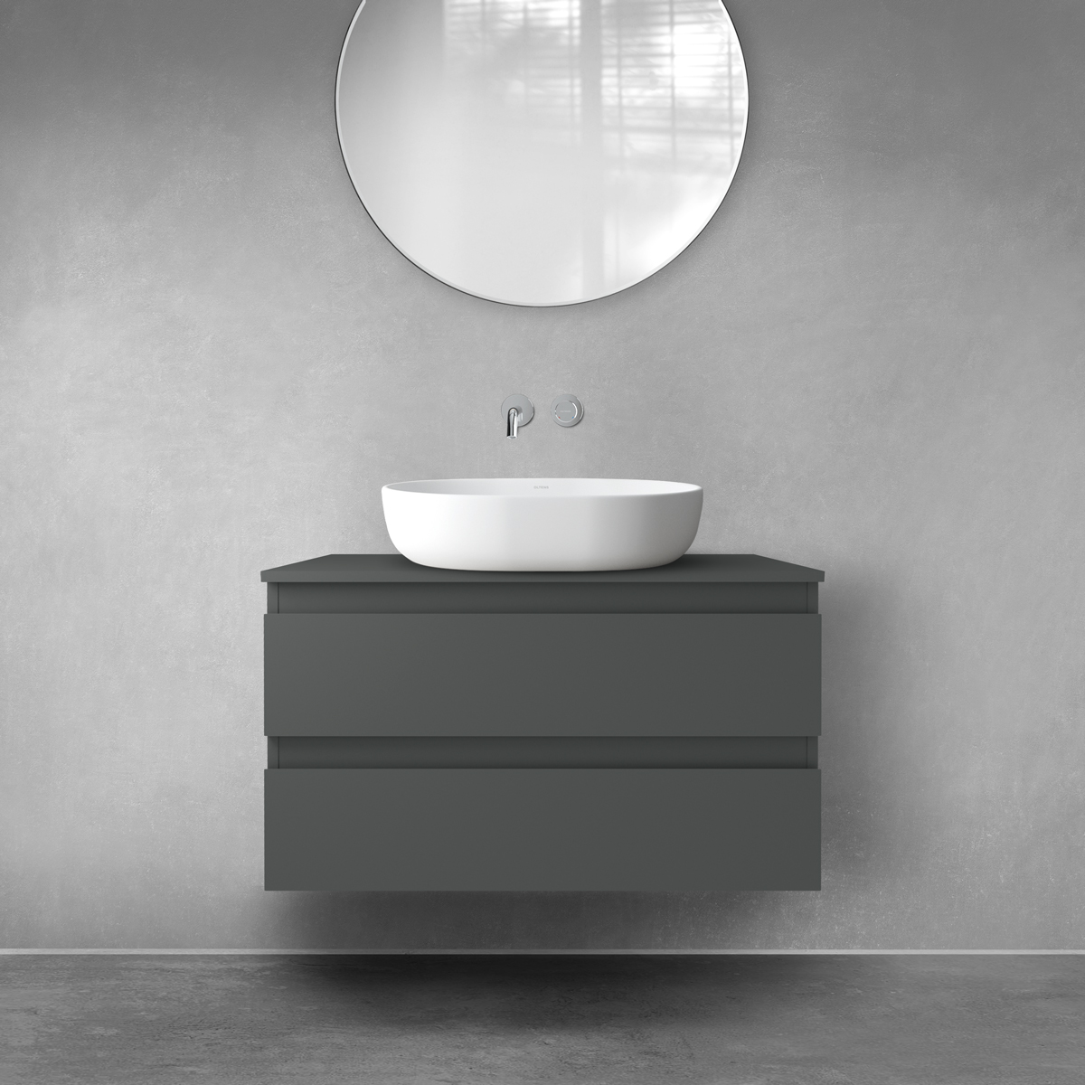 Oltens Vernal szafka 80 cm podumywalkowa wisząca z blatem grafit mat 68116400 - Wysyłka w 24h