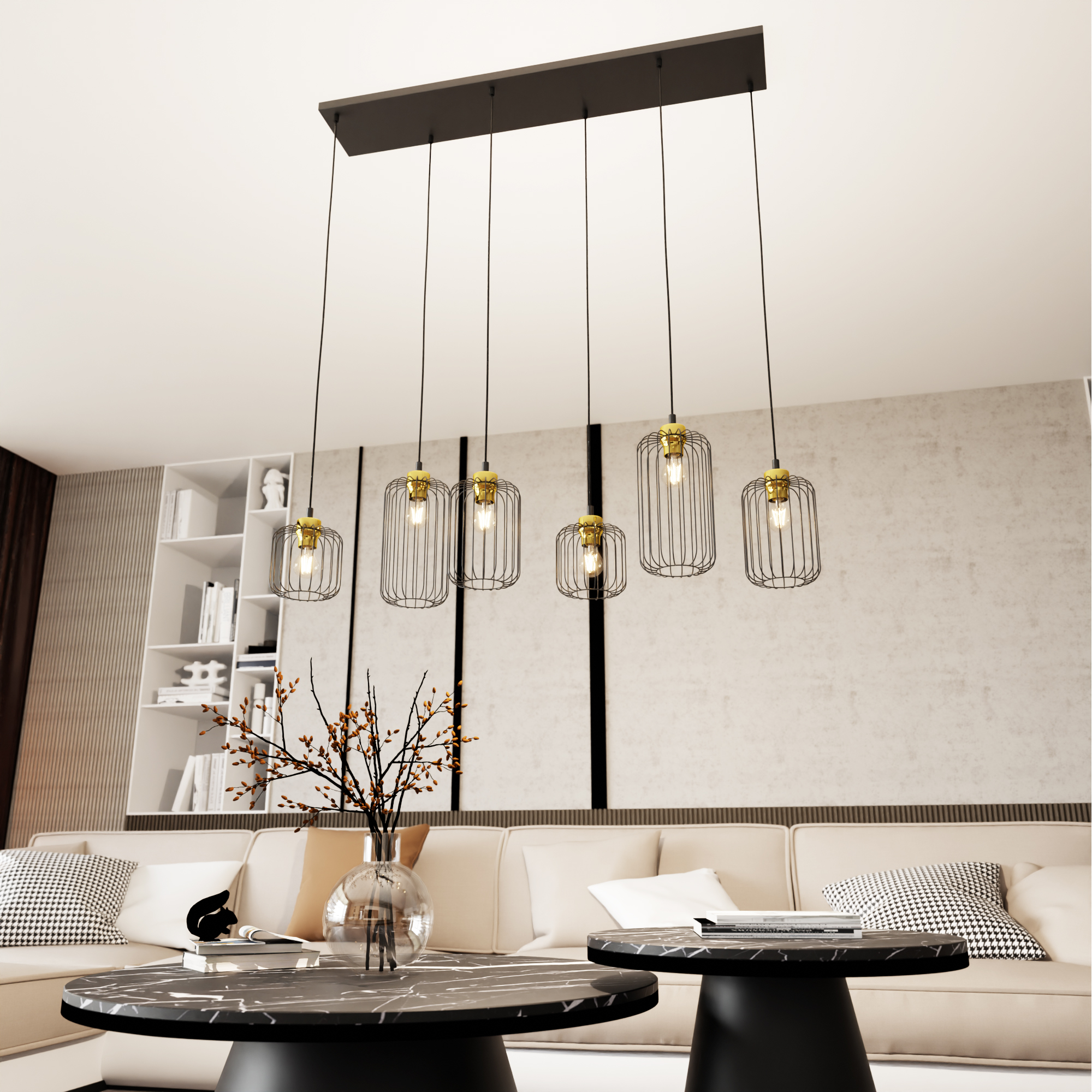 Emibig Vander lampa wisząca 6x15 W czarna-złota 13646