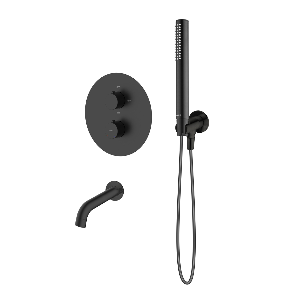 Zestaw Oltens Katla zestaw wannowo-prysznicowy podtynkowy termostatyczny czarny mat 36610300 - Wysyłka w 24h