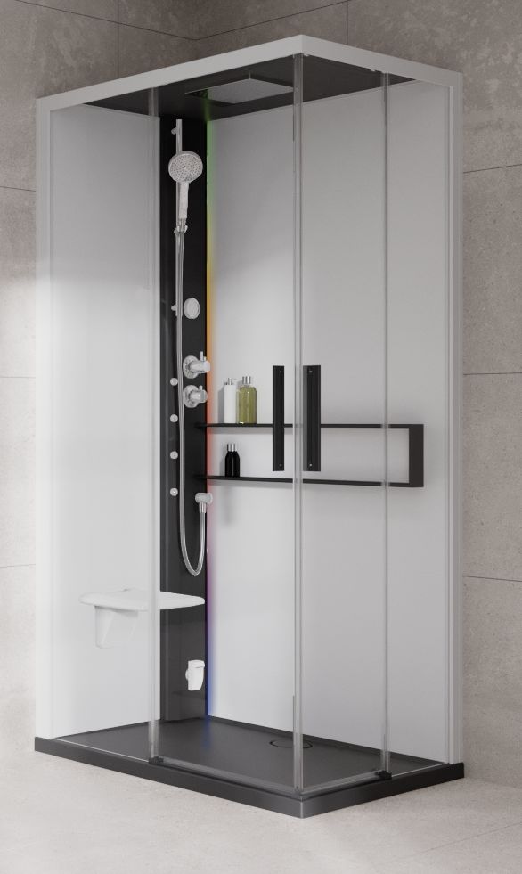 Novellini Glax 2 2.0 A kabina z hydromasażem 100x80 cm lewa parowa z brodzikiem czarna G22A108ST5-1HU