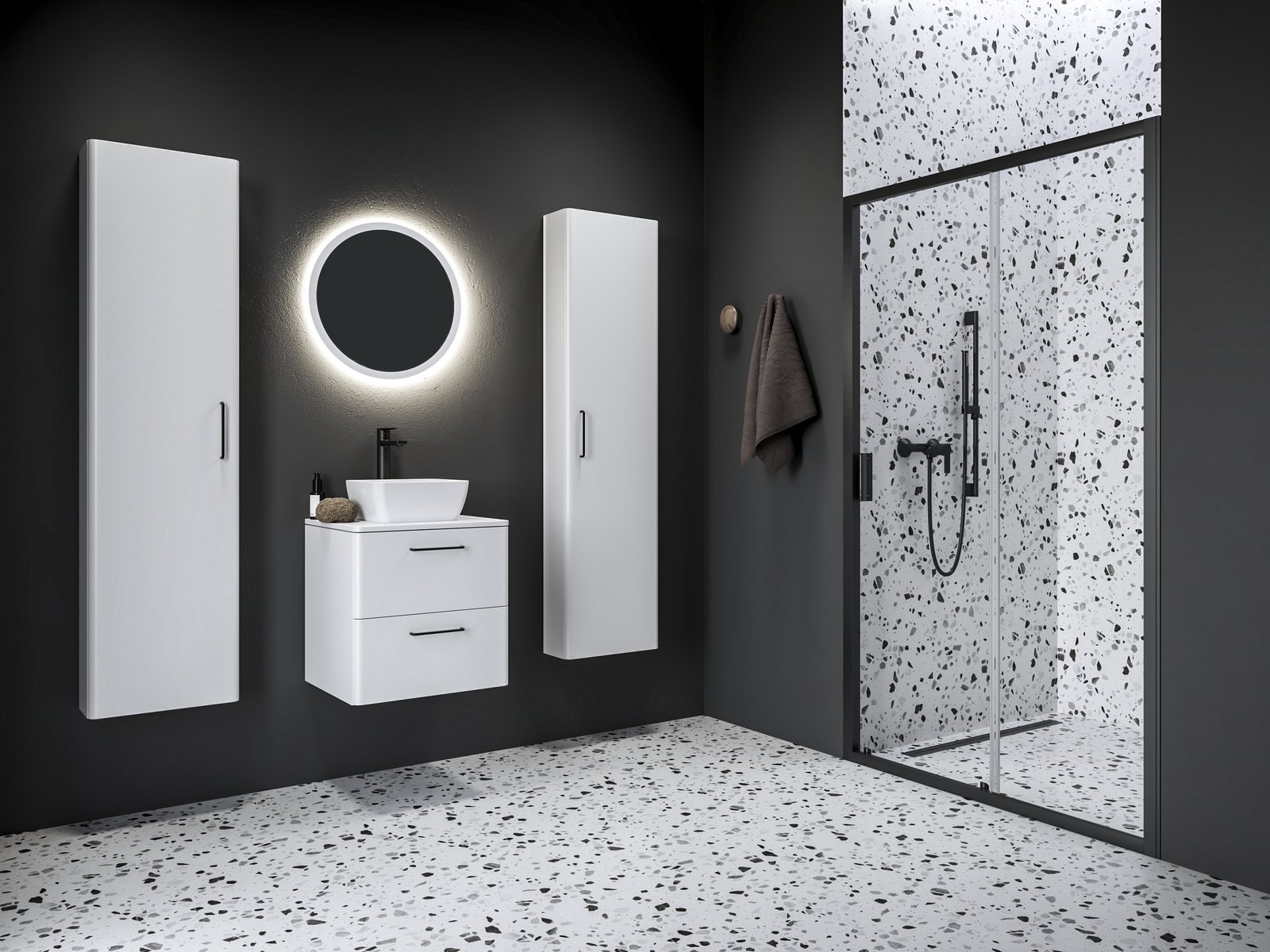 Ravak Blix II drzwi prysznicowe NBLDP2 120 cm rozsuwane czarny mat/szkło przezroczyste 0PMG0300Z1