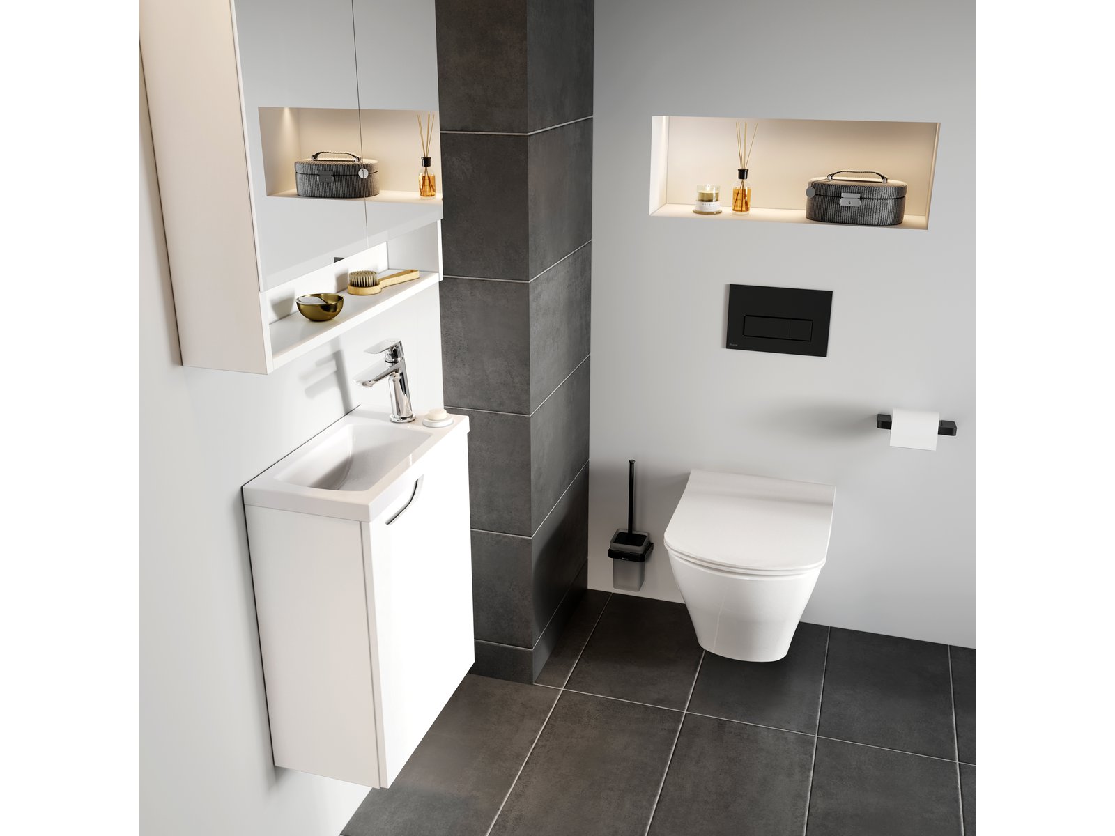 Ravak SD Classic II szafka 40 cm prawa podumywalkowa wisząca biały połysk X000001486