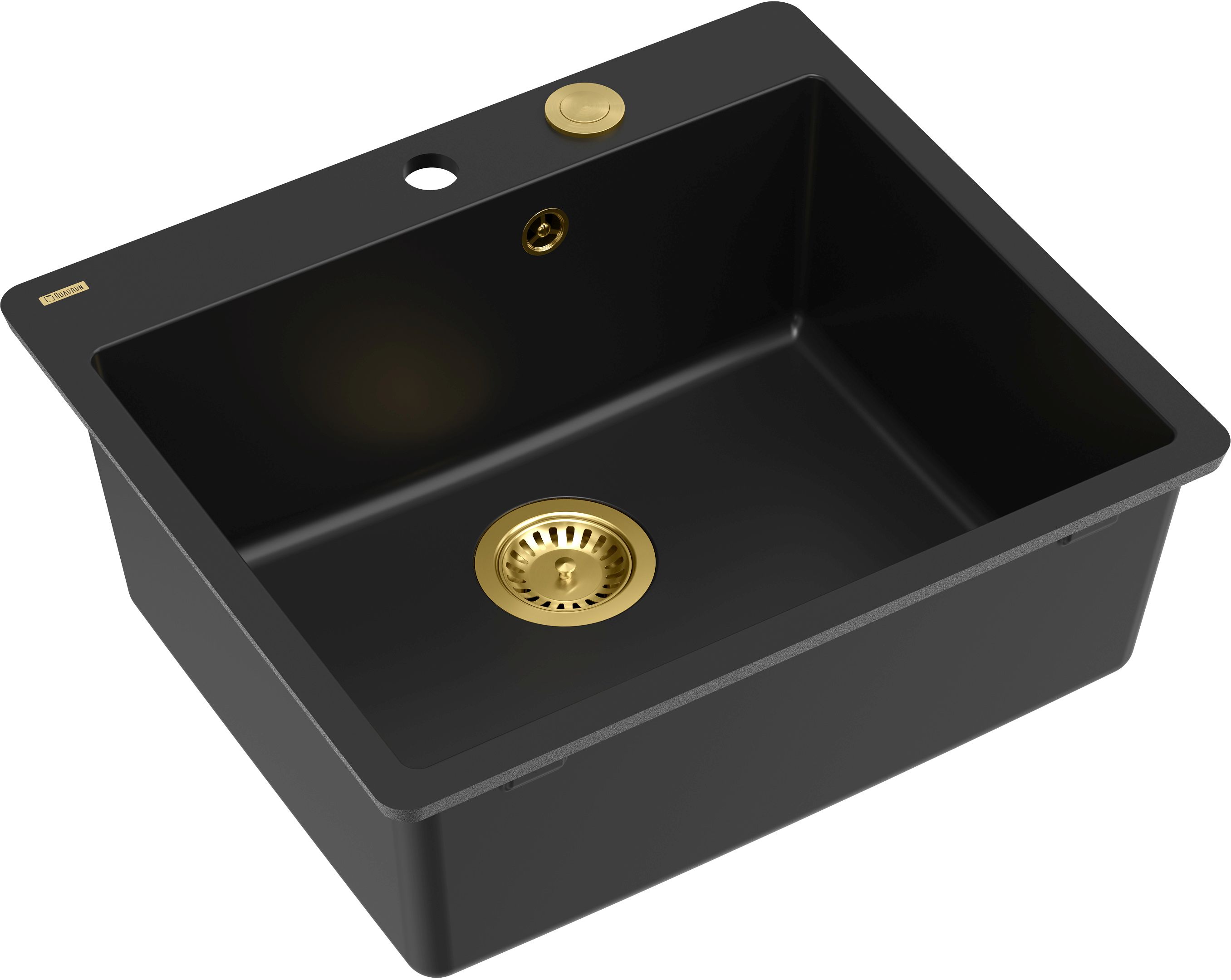Quadron Morgan 110 FM zlewozmywak 56,5x49,5 cm GraniteQ pure carbon/elementy złote HB8304U7-FM_G1_P2O