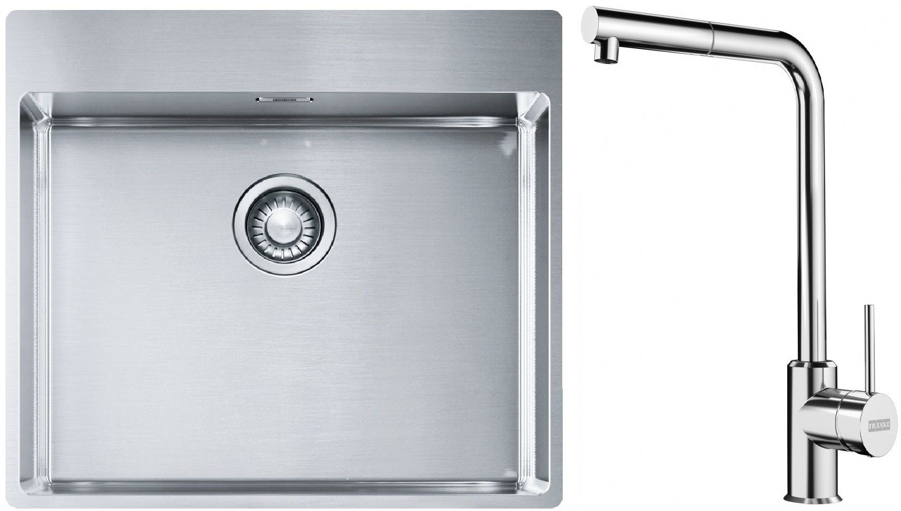 Franke Box BXX 210-54 TL zlewozmywak 57x51 cm stalowy z baterią kuchenną Sirius Side chrom (1270369295, 1150668280)