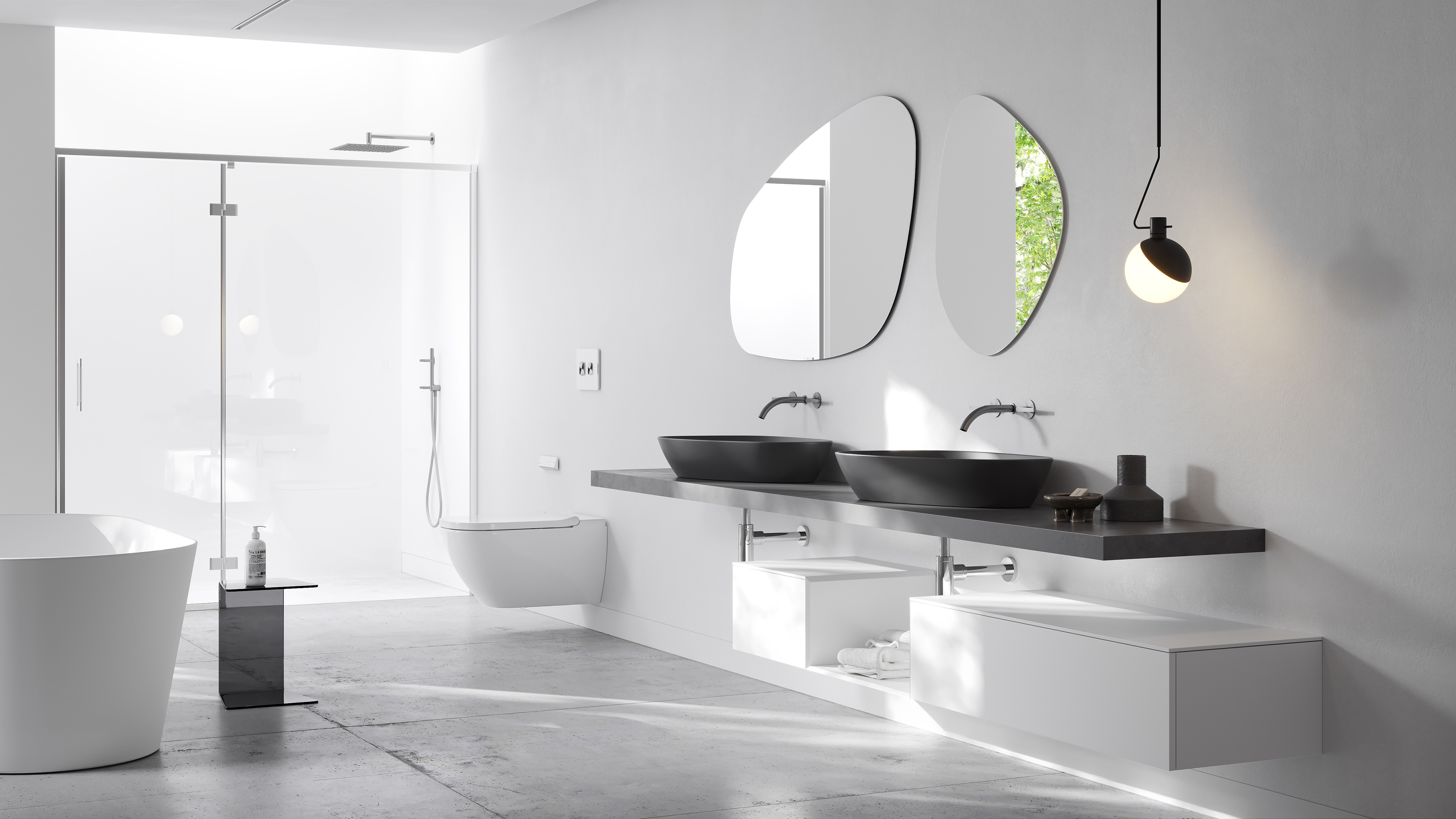 Meissen Keramik Kontra umywalka 60x40 cm nablatowa asymetryczna antracyt mat K682-017