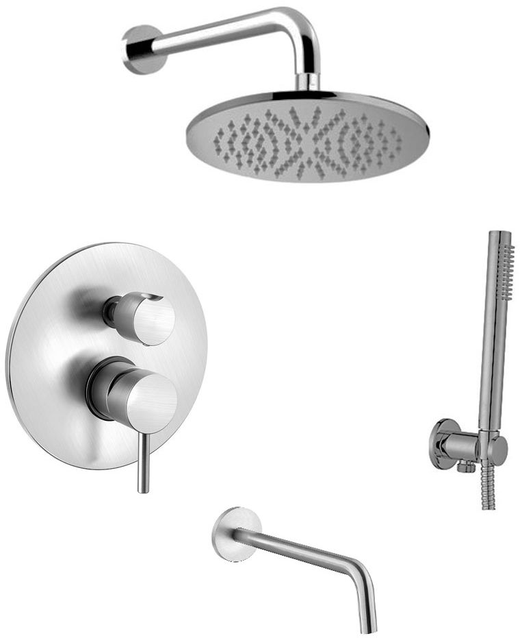 Paffoni Light zestaw wannowo-prysznicowy podtynkowy stal szczotkowana LIG019ZSCW3A.ST