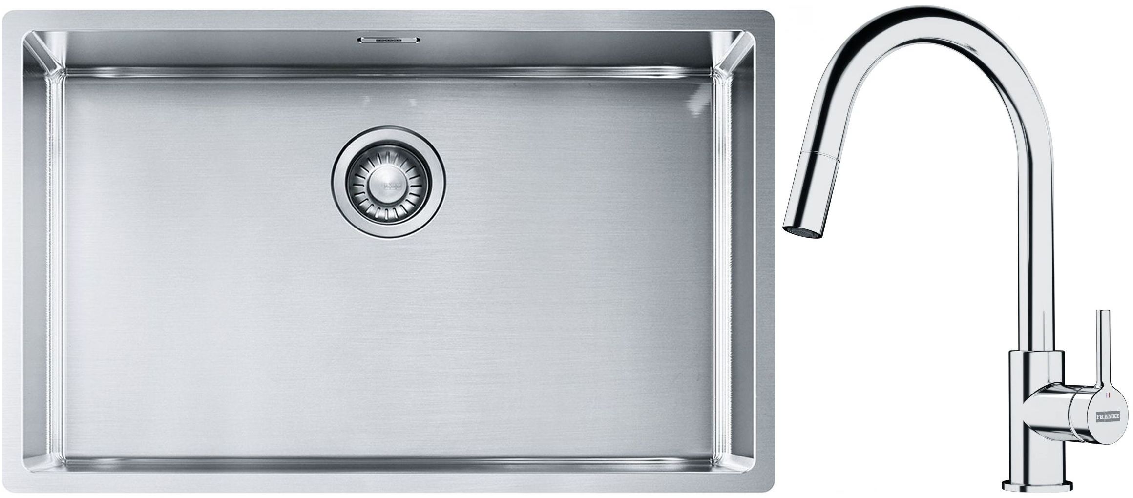 Franke Box BXX 210/110-68 zlewozmywak 72,5x45 cm stalowy z baterią kuchenną Lina chrom (1270453658, 1150693229)