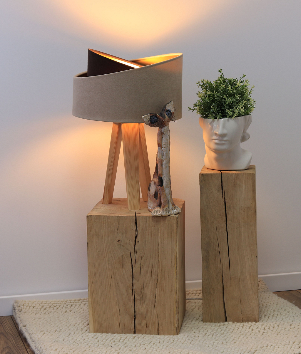 BPS Koncept Galaxy lampa stołowa 1x60 W złota-drewno-brązowa-beżowa 060S-019