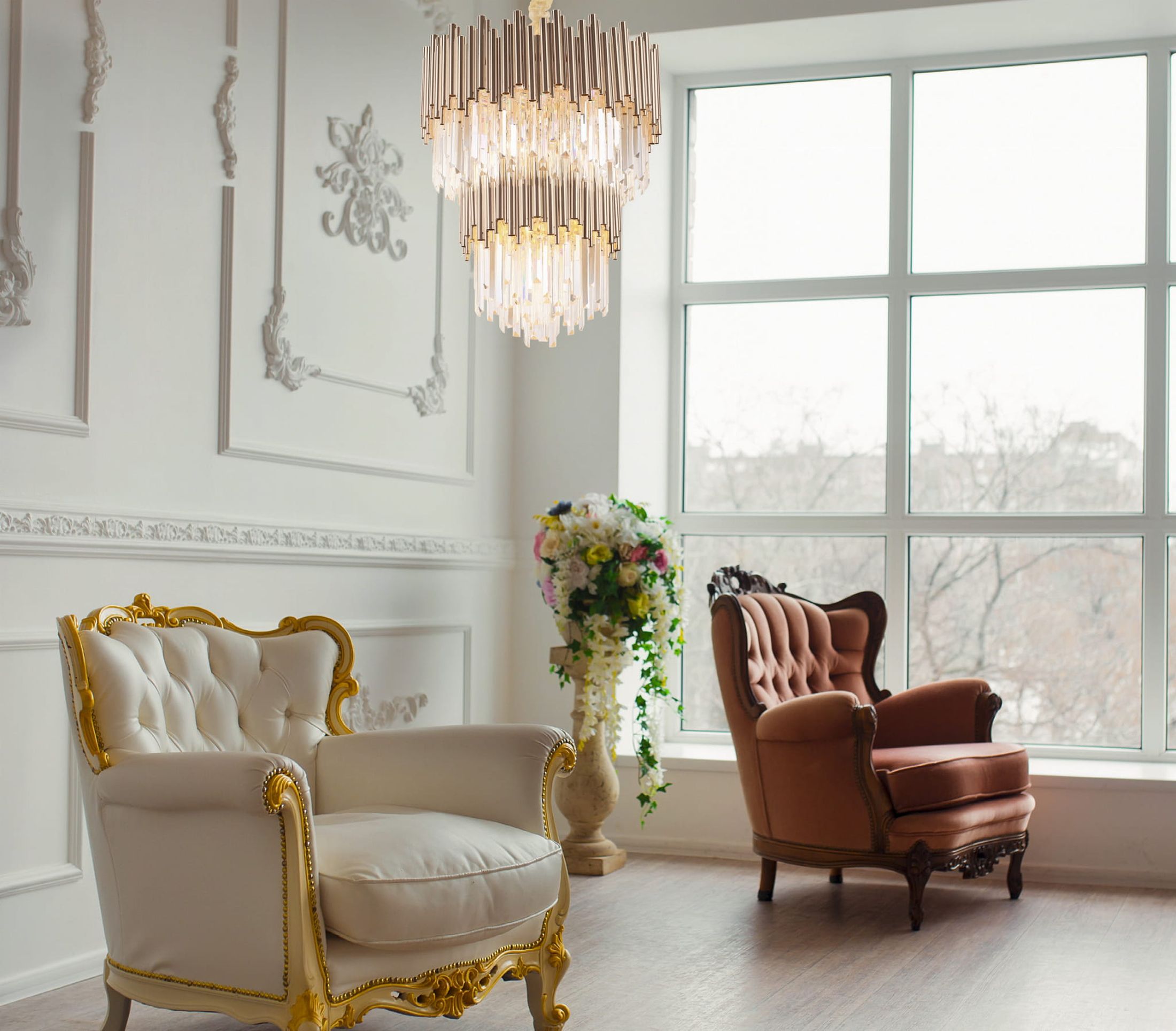 MaxLight Vogue lampa wisząca 16x40W złota P0283