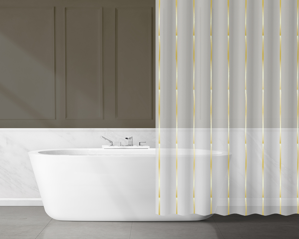 AWD Interior zasłona prysznicowa 180x180 cm EVA transparentny/złote pasy AWD02101810