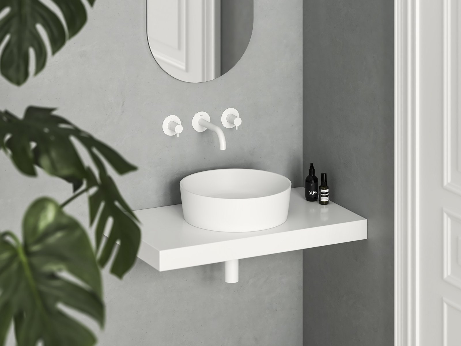 Ravak Uni Slim umywalka 40x40 cm okrągła nablatowa biały mat XJX0E140001