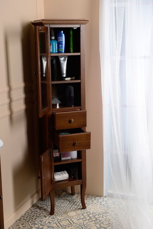 Sapho Retro szafka boczna 170 cm wysoka lewa drewno bukowe brąz 1663