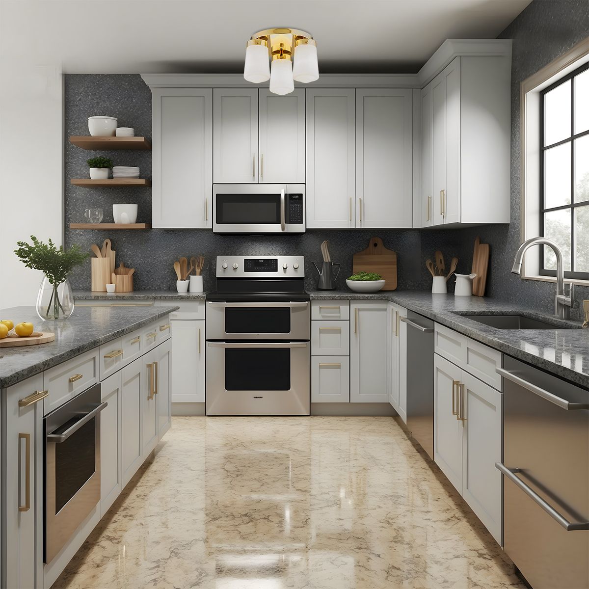 Argon Pasadena lampa podsufitowa 3x15 W mosiądz-opal 6165