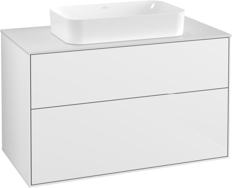 Villeroy & Boch Finion szafka 100 cm podumywalkowa wisząca Glossy White Lacquer/Glass White Matt F23100GF