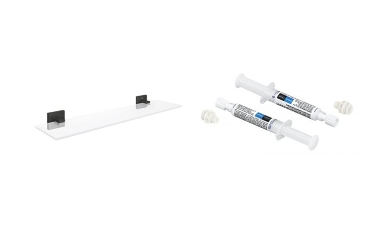 Zestaw Grohe Start Cube półka 53 cm czarna i klej montażowy QuickFix (411092430, 41128000)