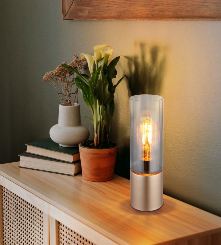 Globo Lighting Annika lampa stołowa 1x25 W złota/bursztynowa 21000TCA