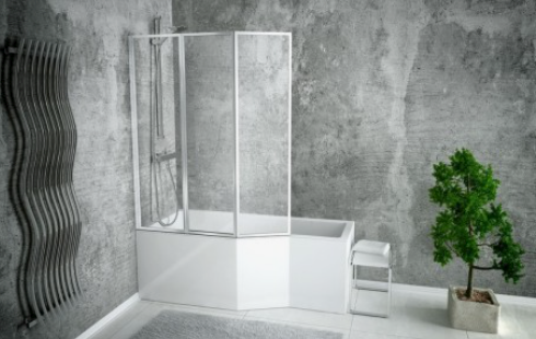 Besco Integra wanna narożna z parawanem 150x75 cm biała I3L-150-O-BI