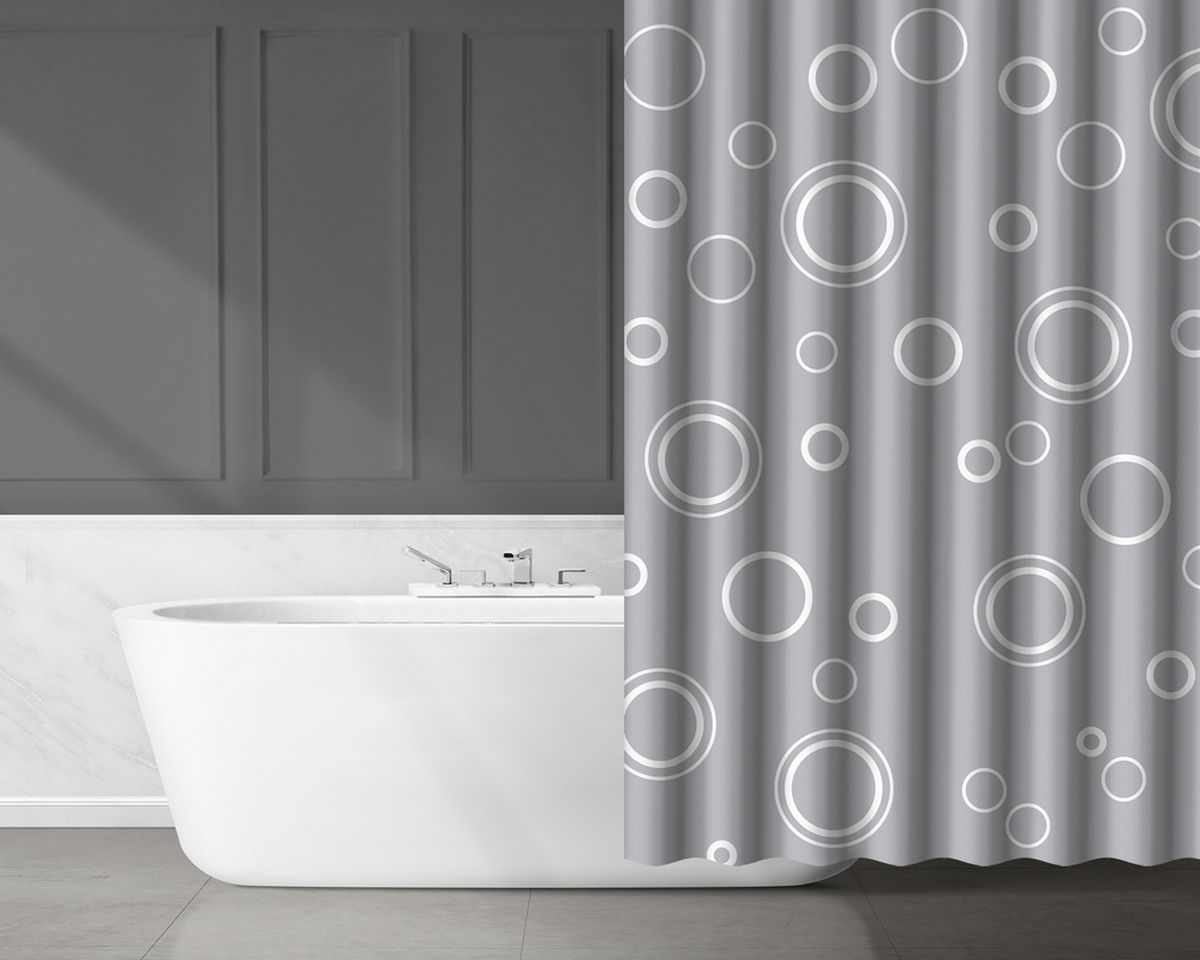 AWD Interior zasłona prysznicowa 180x180 cm poliester biały/szary AWD02101211