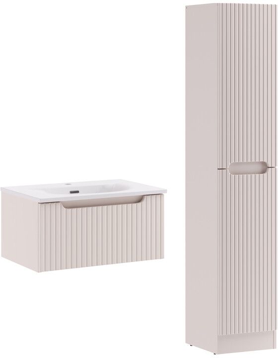 Zestaw Comad Nova Cashmere szafka 60 cm podumywalkowa wisząca z umywalką meblową Sky i szafką wysoką 180,5 cm kaszmir SET-NOC 60CM 1S ...