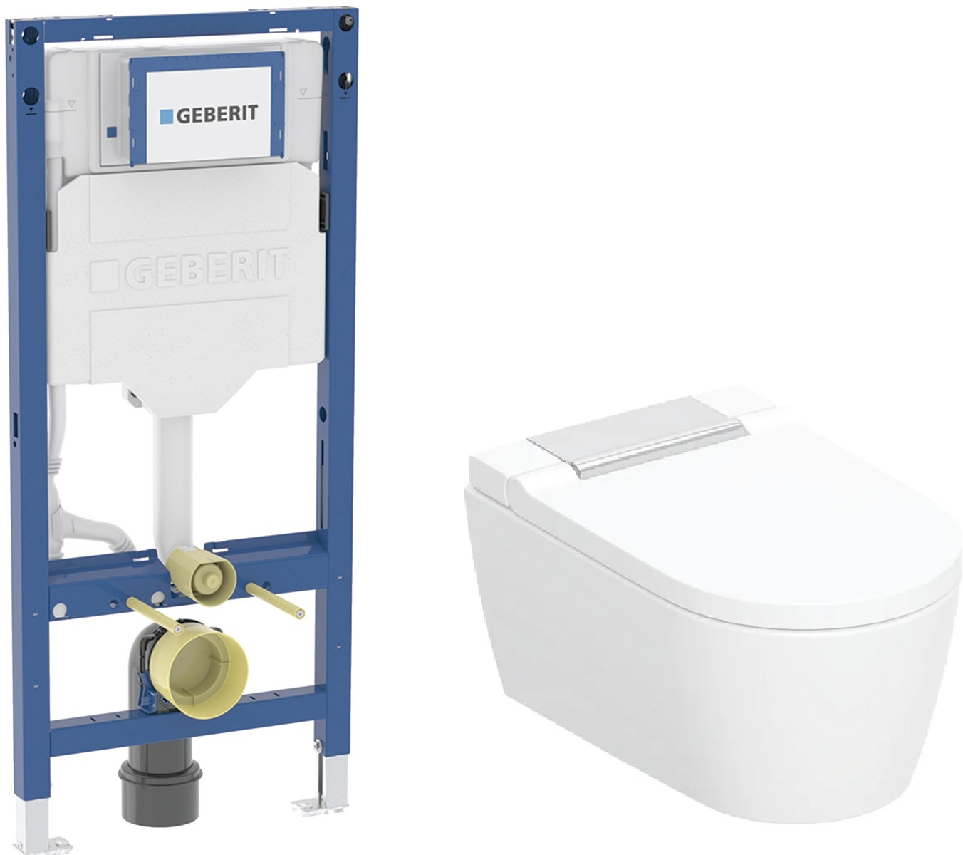 Zestaw Geberit AquaClean Sela toaleta myjąca wisząca ze stelażem podtynkowym biała (146.220.21.1. 111.320.00.6)