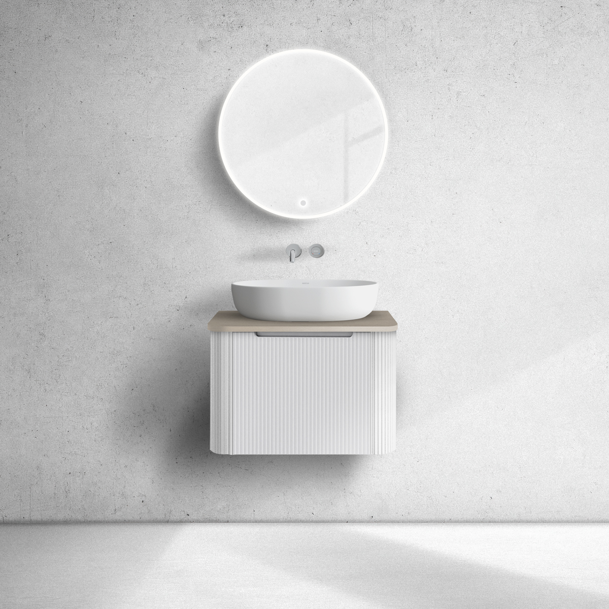 Oltens Hamnes szafka 60 cm podumywalkowa wisząca z blatem biały mat/dąb 68668000