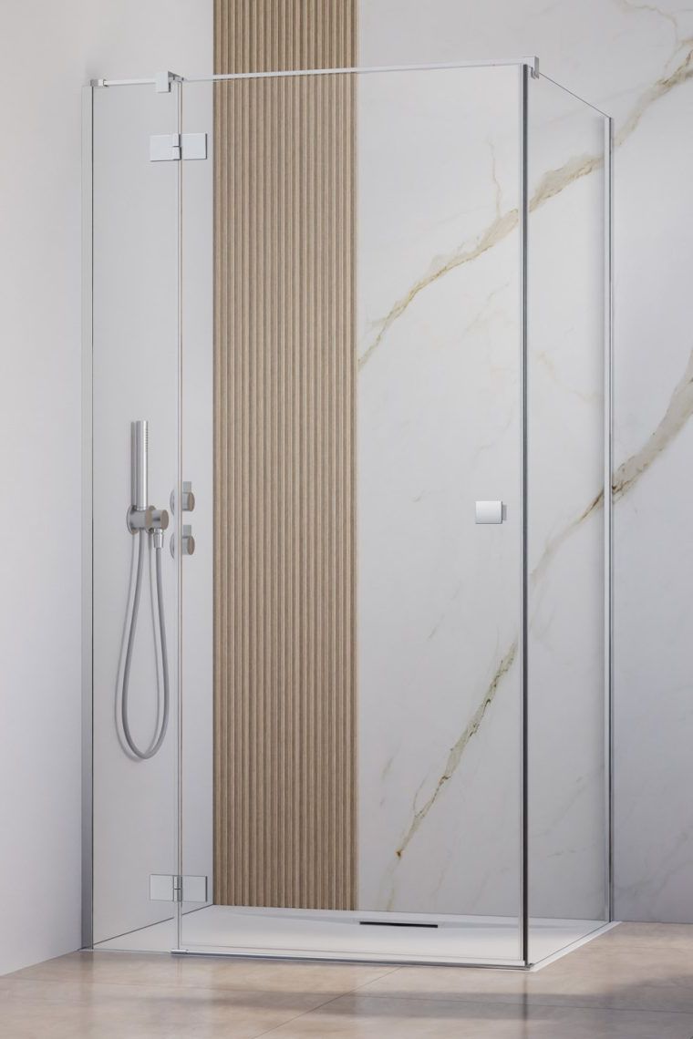 Radaway Essenza 8 KDJ drzwi prysznicowe 90 cm uchylne lewe chrom połysk/szkło przezroczyste 10480612-01-01L/10470237-01-01L