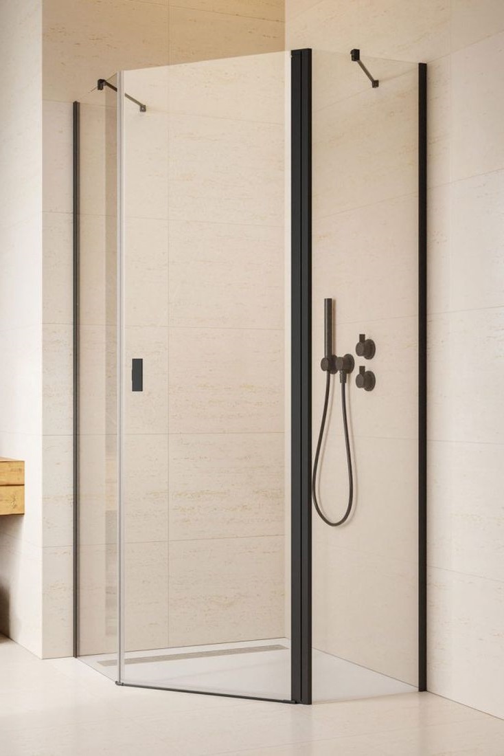 Radaway Nes Black PTJ drzwi prysznicowe 59,6 cm prawe czarny mat/szkło przezroczyste 10052000-54-01R