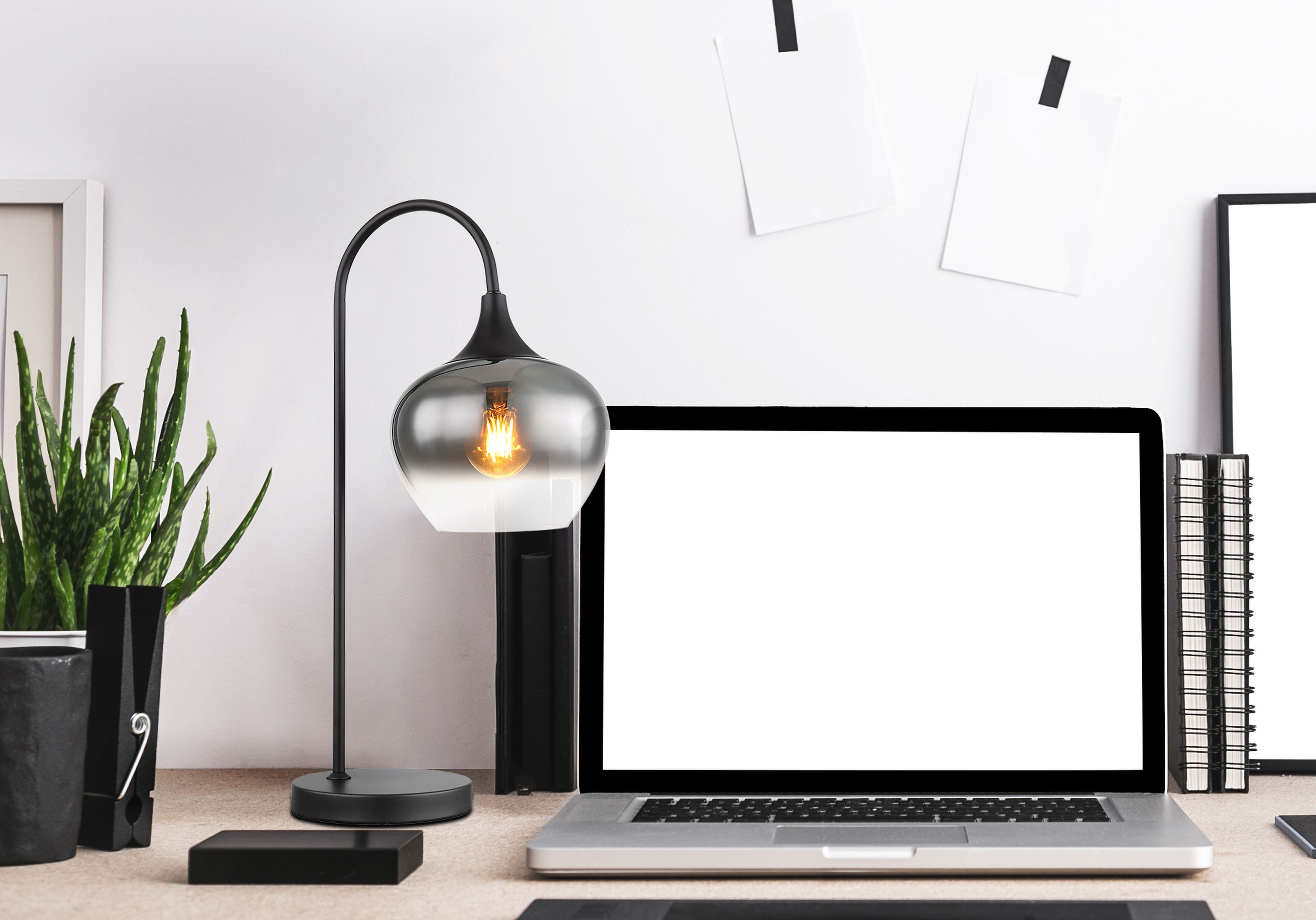 Globo Lighting Maxy lampa stołowa 1x40W czarny mat/szkło dymne 15548T