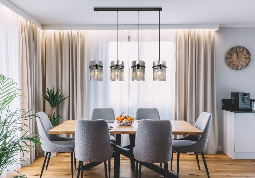 Globo Lighting Gorley lampa wisząca 4x60W czarny mat/przydymiony 15698-4H