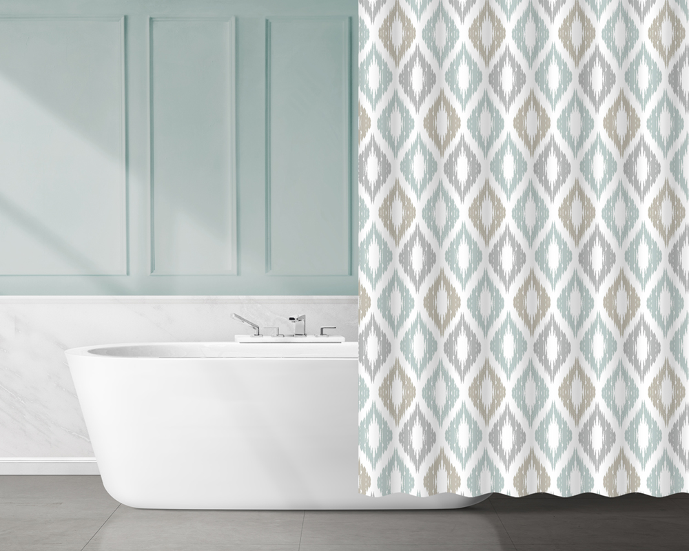 AWD Interior zasłona prysznicowa 180x180 cm EVA biały/wzór miętowy/brąz AWD02101809