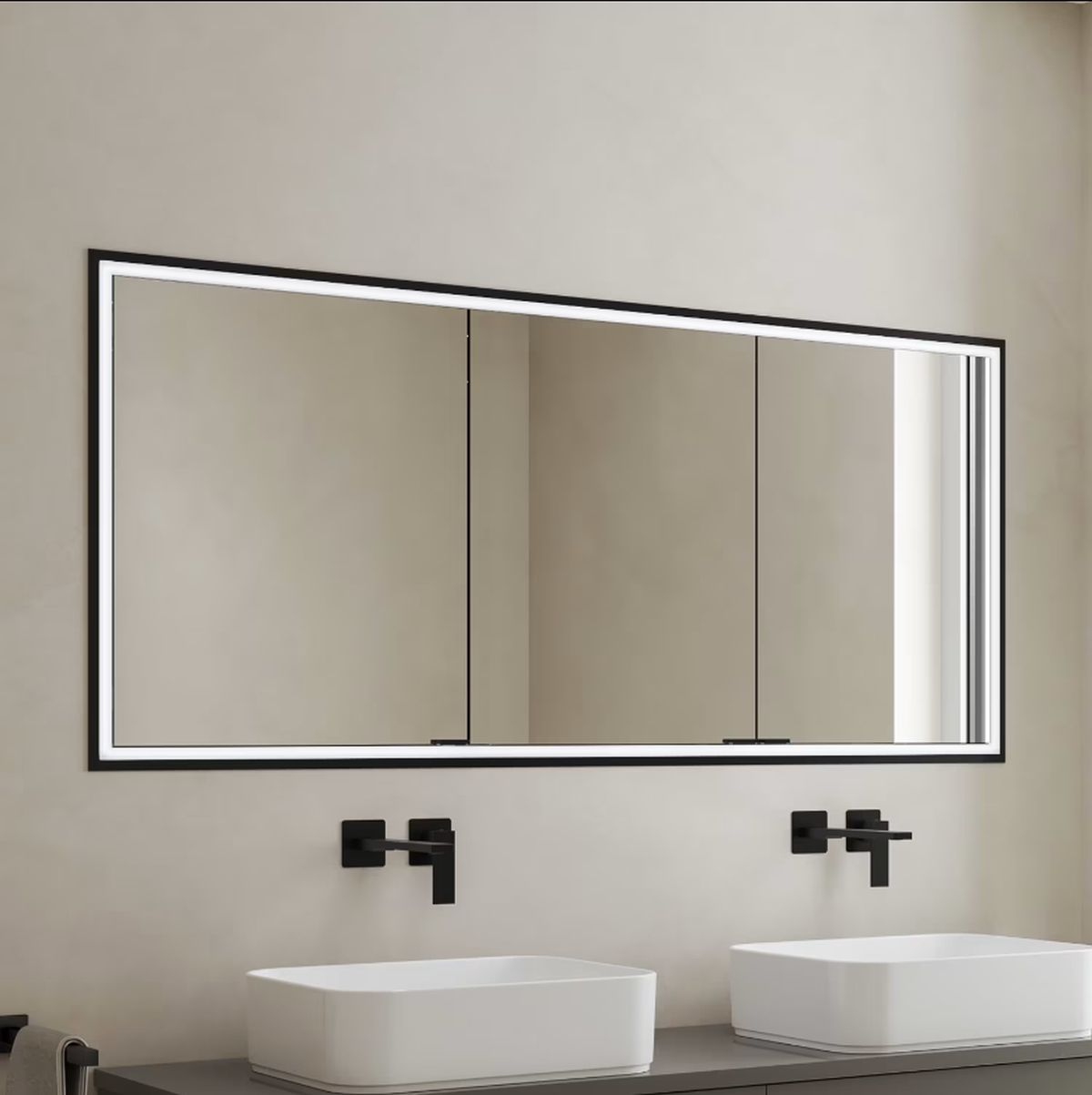 Kronenbach Cube 2.0 szafka 180x17x70 cm z lustrem wpuszczana czarny mat KB100239MB